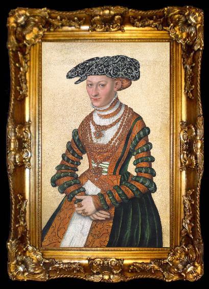 framed  Lorens Pasch the Younger A Lady in a green velvet and orange dress and a pearl, ta009-2